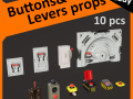buttons and levers pack 10 pcs animated 3D Model
