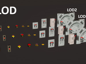 buttons and levers pack 10 pcs animated 3D Model