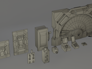 buttons and levers pack 10 pcs animated 3D Model