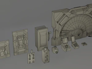 buttons and levers pack 10 pcs animated 3D Model