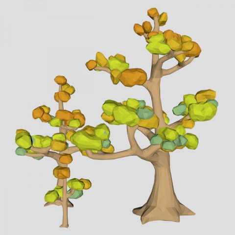 low poly ash tree pack autumn for cartoon 3D Model .c4d .max .obj .3ds .fbx .stl .blend