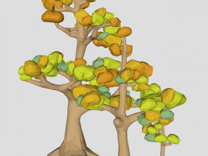 low poly ash tree pack autumn for cartoon 3D Model