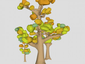 low poly ash tree pack autumn for cartoon 3D Model