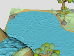 low poly waterfall spring for cartoon or game 3Dモデル