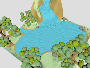 low poly waterfall spring for cartoon or game 3Dモデル