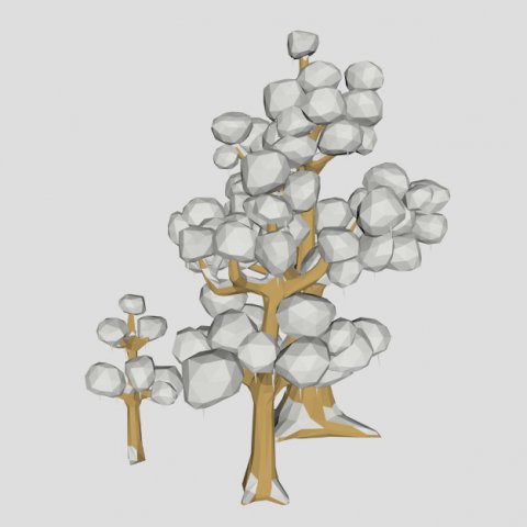 3d oak trees winter low poly for game or cartoon 3D Model .c4d .max .obj .3ds .fbx .stl .blend 