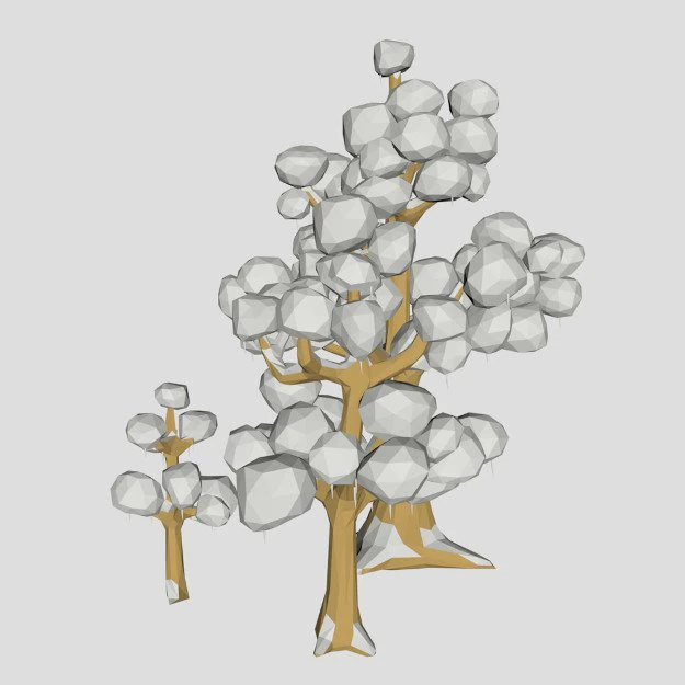 3d oak trees winter low poly for game or cartoon 3D Model .c4d .max .obj .3ds .fbx .stl .blend 