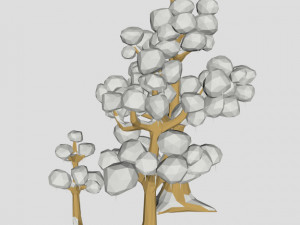 3d oak trees winter low poly for game or cartoon 3D 모델