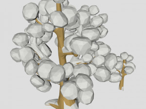 3d oak trees winter low poly for game or cartoon 3D Model