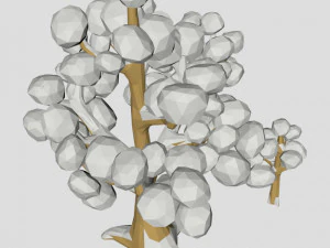 3d oak trees winter low poly for game or cartoon 3D Model