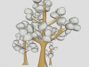 3d oak trees winter low poly for game or cartoon 3D Model