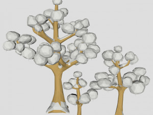 3d oak trees winter low poly for game or cartoon 3D Model