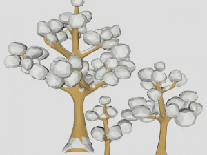 3d oak trees winter low poly for game or cartoon 3D Model