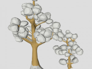 3d oak trees winter low poly for game or cartoon 3D Model