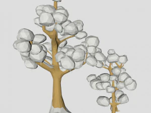 3d oak trees winter low poly for game or cartoon 3D Model