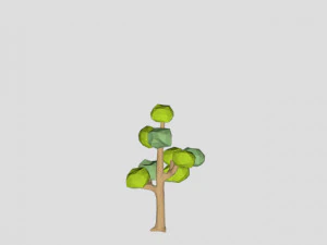 low poly ash tree sping for free 3D Model
