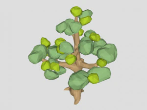 Primavera de freixo baixo poli para jogo ou desenho animado Modelo 3D
