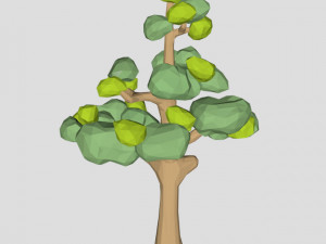 low poly ash tree sping for game or cartoon Modelo 3D