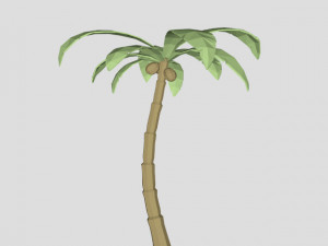 coconut tree low poly for game or cartoon 3D Model