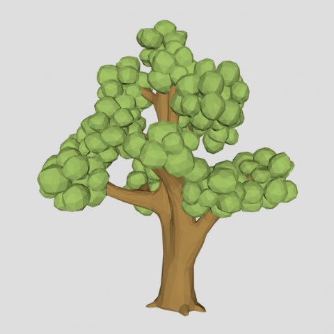 low poly elm tree for game or cartoon 3D Модель .c4d .max .obj .3ds .fbx .stl .blend 