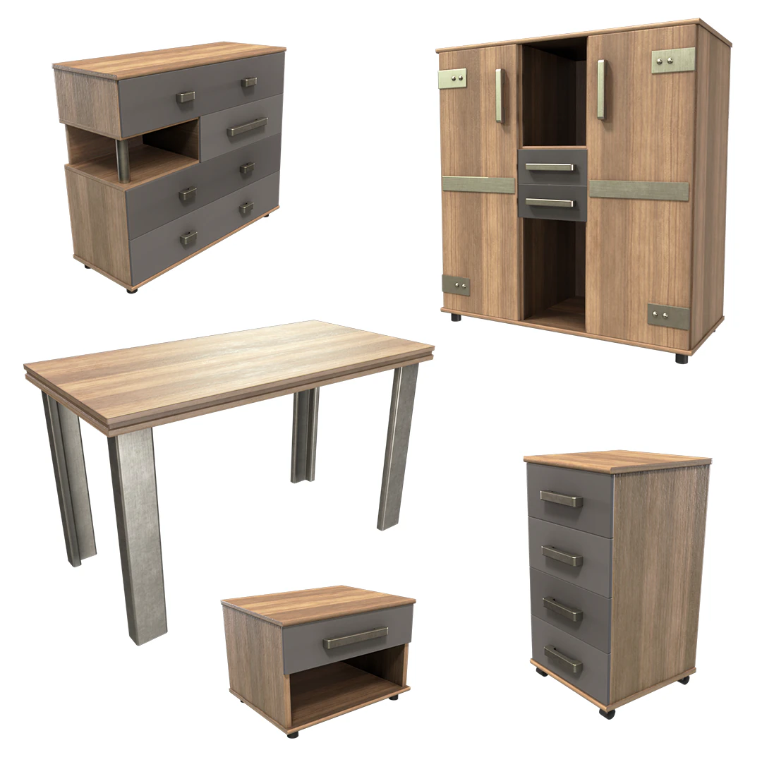 Teen Bedroom Furnitures 3D Model .c4d .max .obj .3ds .fbx .stl .blend