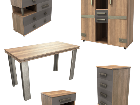 Teen Bedroom Furnitures 3D Model