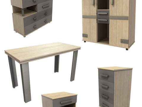 Teen Bedroom Furnitures 3D Model