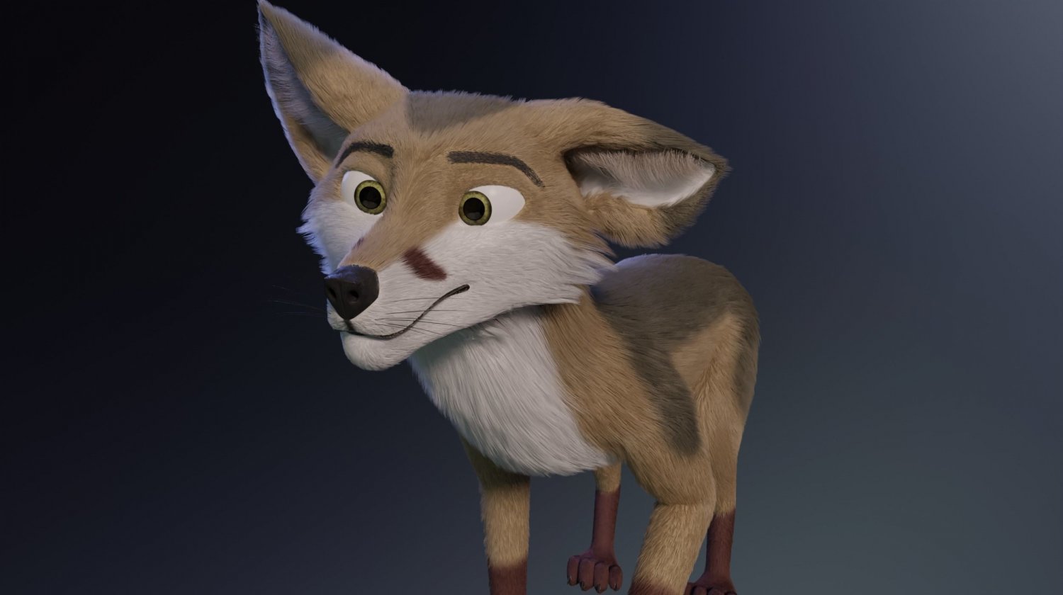 Fox 3d model. Blender лиса заставка.