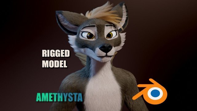 amethysta wolf anthro Modelo 3D .c4d .max .obj .3ds .fbx .stl .blend 