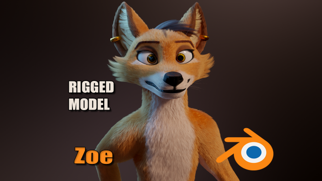 zoe anthro fox 3D 模型 .c4d .max .obj .3ds .fbx .stl .blend 