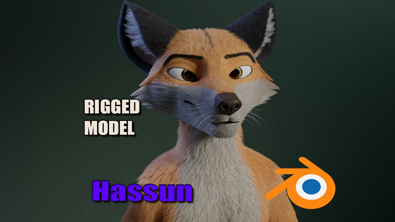 hassun anthro fox 3D Model .c4d .max .obj .3ds .fbx .stl .blend 