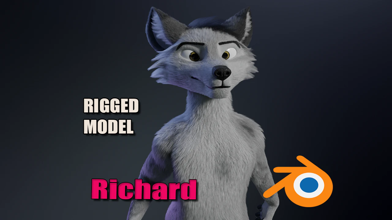 richard anthro wolf 3D Model .c4d .max .obj .3ds .fbx .stl .blend