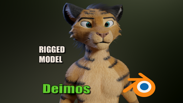 Deimos Anthro Tiger 3D Model .c4d .max .obj .3ds .fbx .stl .blend 