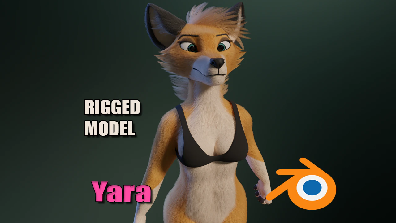 Yara Anthro Fox 3D Model .c4d .max .obj .3ds .fbx .stl .blend 