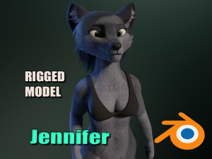Jennifer Anthro Wolf 3D Model
