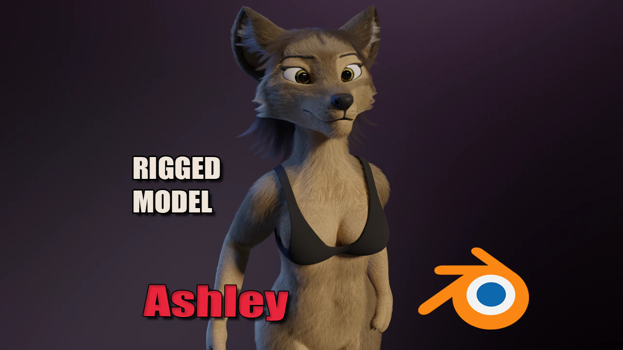 Ashley Anthro Wolf 3D Model .c4d .max .obj .3ds .fbx .stl .blend 