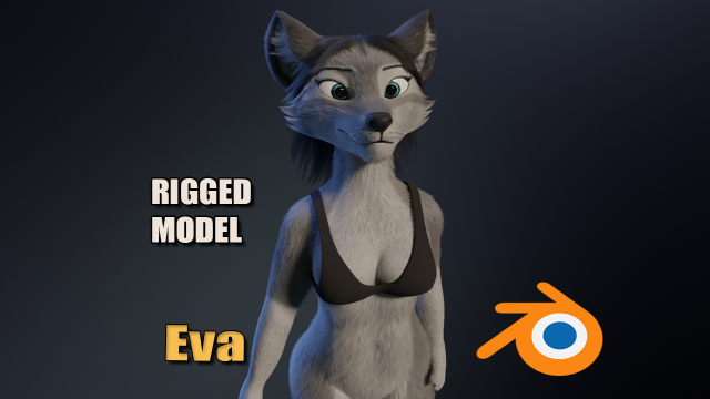 Eva Anthro Wolf Modèle 3D .c4d .max .obj .3ds .fbx .stl .blend 