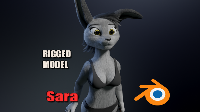 Sara Anthro Rabbit 3D 模型 .c4d .max .obj .3ds .fbx .stl .blend 