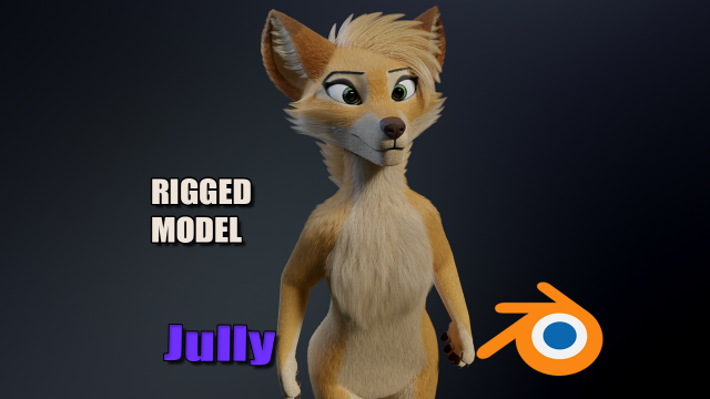 Jully Anthro Fox 3D Model .c4d .max .obj .3ds .fbx .stl .blend 