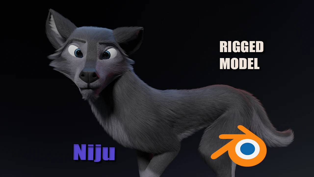 Niju Wolf 3D Model .c4d .max .obj .3ds .fbx .stl .blend 