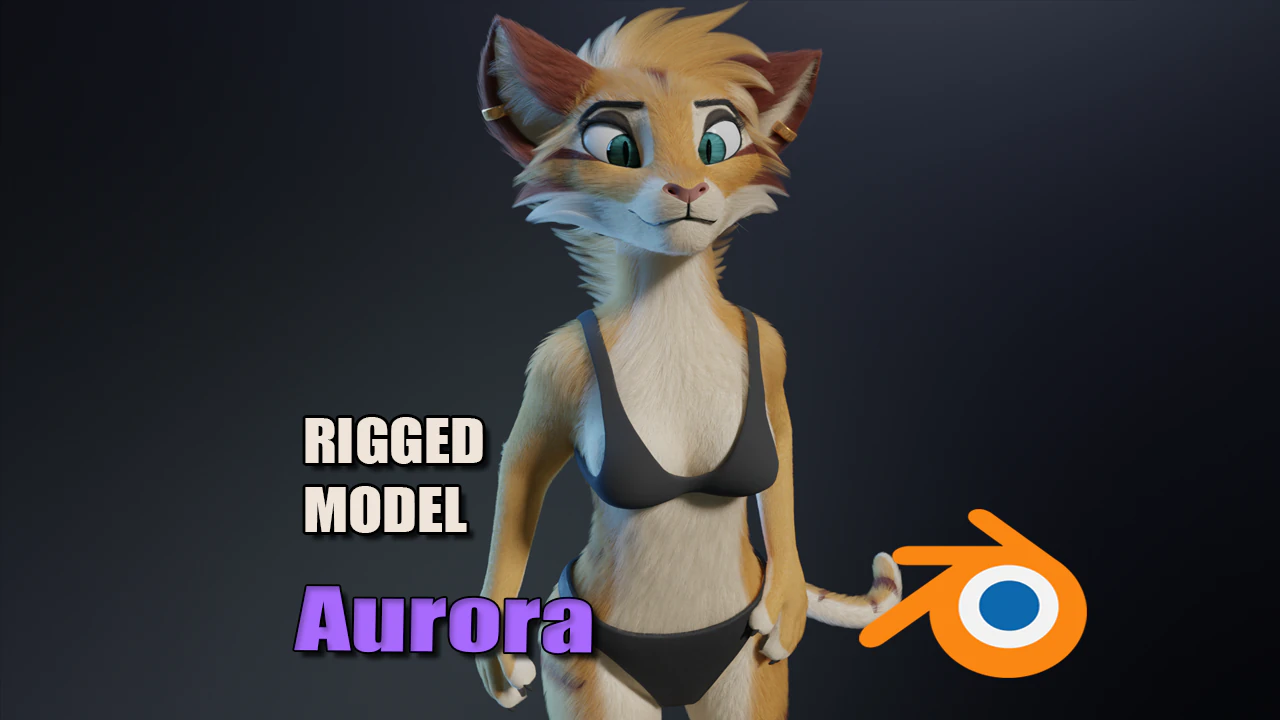 Aurora Anthro Cat 3D Model .c4d .max .obj .3ds .fbx .stl .blend