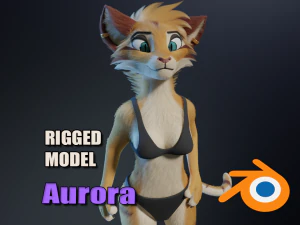 Aurora Anthro Cat 3D Modell