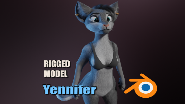 Yennifer Anthro Cat Modelo 3D .c4d .max .obj .3ds .fbx .stl .blend 