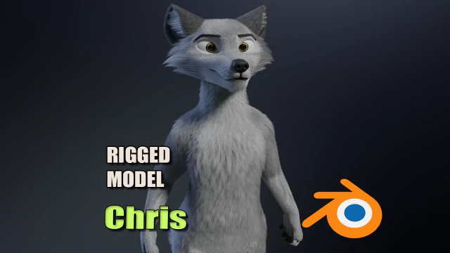 Chris Anthro Lupo Modello 3D .c4d .max .obj .3ds .fbx .stl .blend 