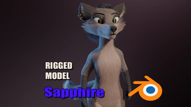 Saphire Anthro Fox Modello 3D .c4d .max .obj .3ds .fbx .stl .blend 