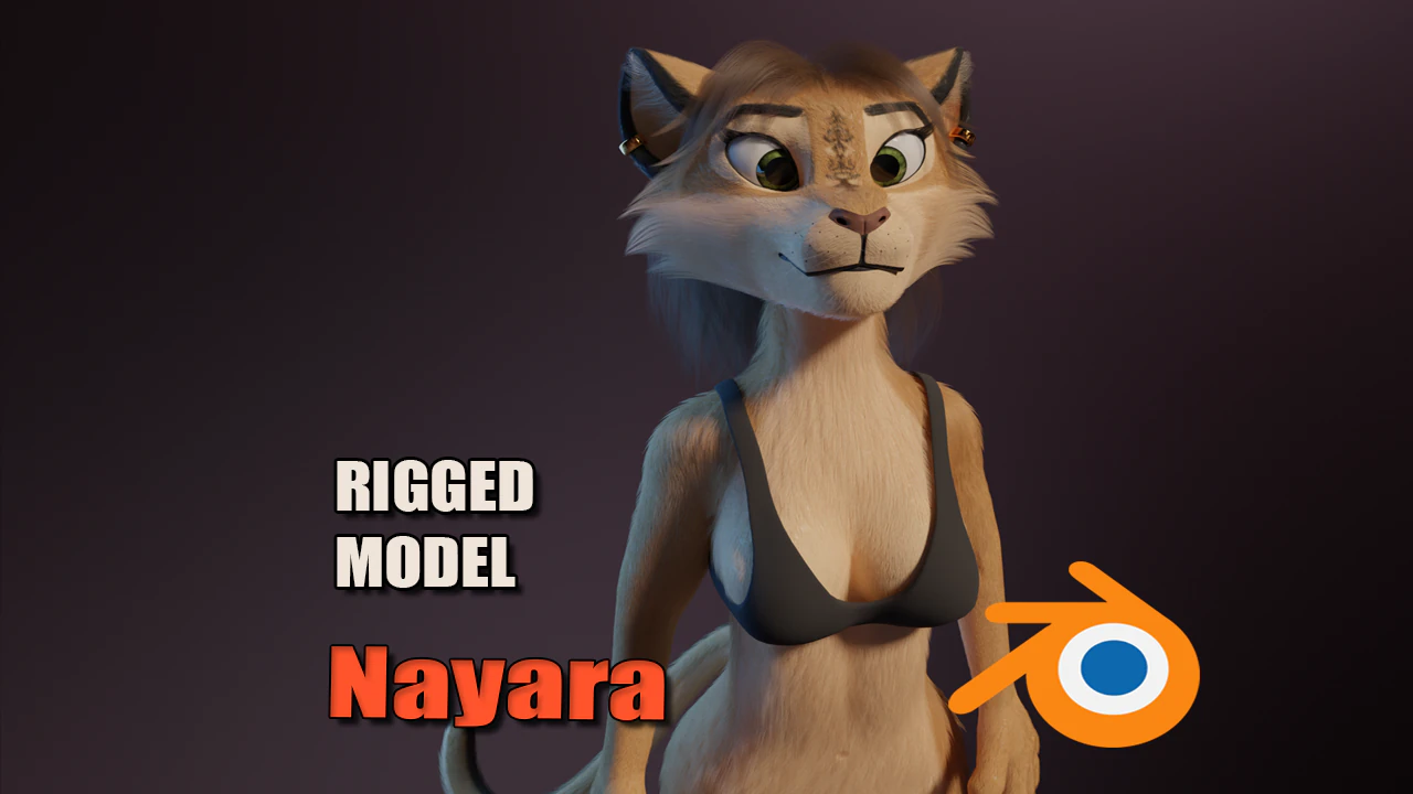 Nayara Anthro Lioness 3D Model .c4d .max .obj .3ds .fbx .stl .blend 