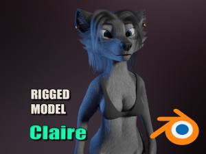 Claire Anthro Wolf 3D Model