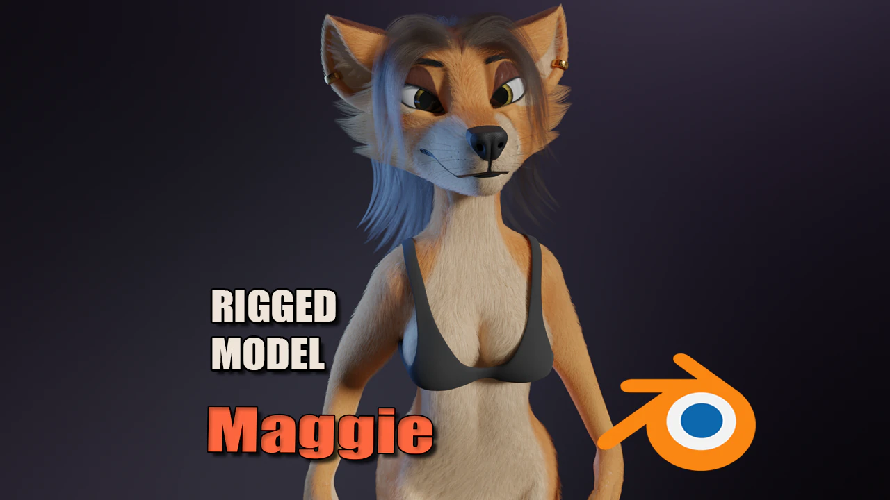 Maggie Anthro Dingo 3D Model .c4d .max .obj .3ds .fbx .stl .blend 