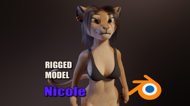 Nicole Anthro Lioness 3D Model .c4d .max .obj .3ds .fbx .stl .blend 
