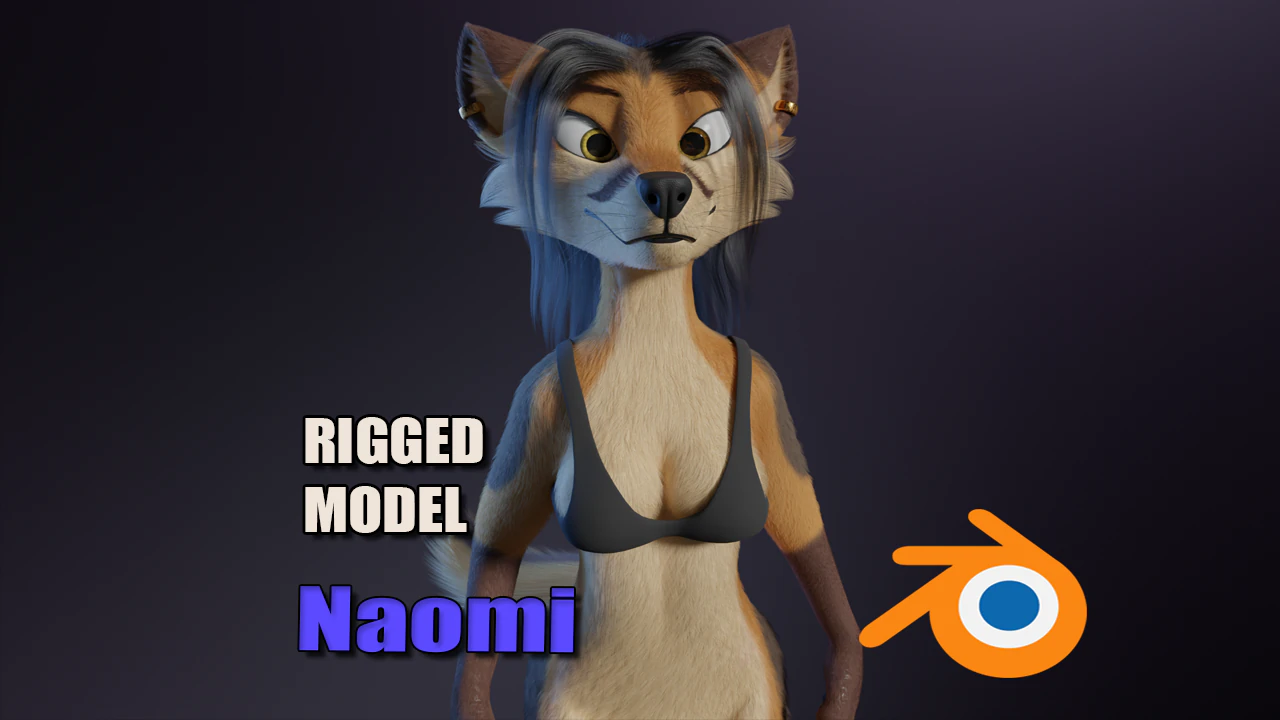 Naomi Anthro Fox 3D Model .c4d .max .obj .3ds .fbx .stl .blend